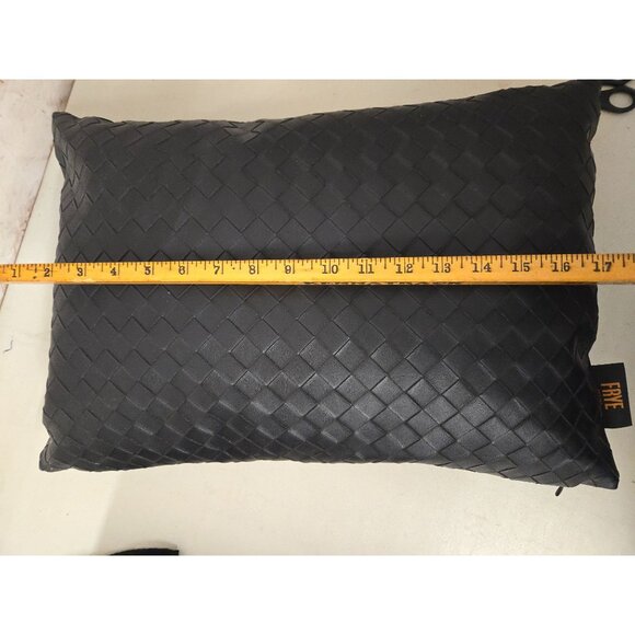 Frye Pillow Sleek Modern Faux Leather Weave Pattern 17" X 12" - Picture 5 of 5